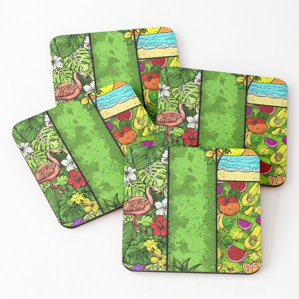 Item preview, Artistic tropical collage with flamingo and monstera leaves. designed and sold by Piotrek0001.