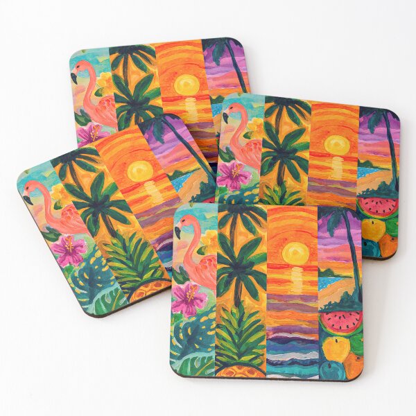 Item preview, Painted flamingo and pineapple on a tropical background. designed and sold by Piotrek0001.