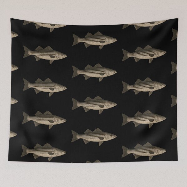 Item preview, Bass - Vintage Japanese Inspired Art - Stripped Bass Fish designed and sold by Kabuji Store.
