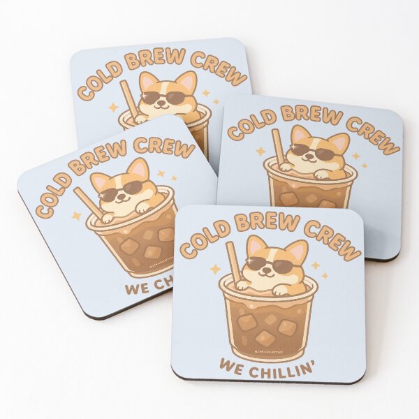Item preview, Cold Brew Crew – Chillin’ Corgi in Coffee designed and sold by MLynCollective.