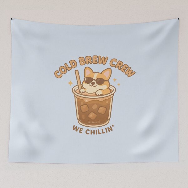 Item preview, Cold Brew Crew – Chillin’ Corgi in Coffee designed and sold by MLynCollective.