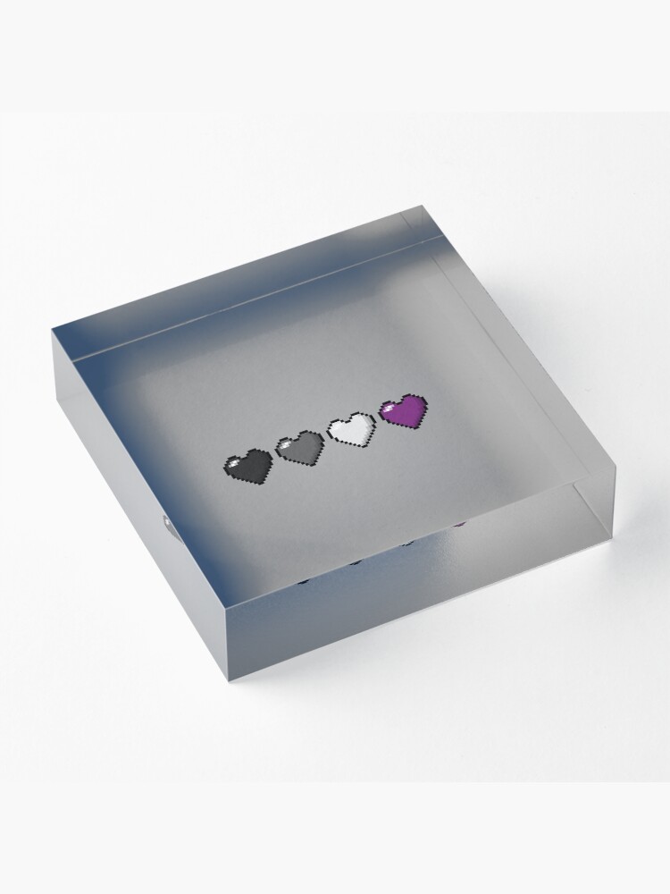 Alternate view of Asexual Pixel Hearts Acrylic Block