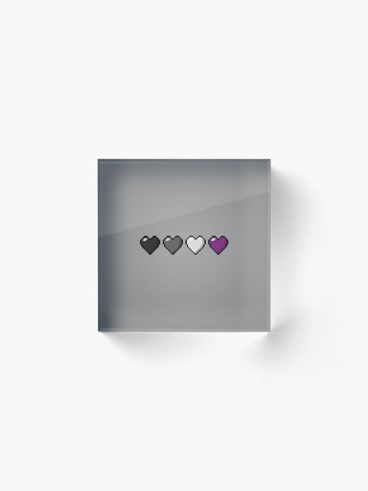 Alternate view of Asexual Pixel Hearts Acrylic Block