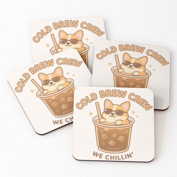 Item preview, Cold Brew Crew – Chillin’ Corgi in Coffee designed and sold by MLynCollective.