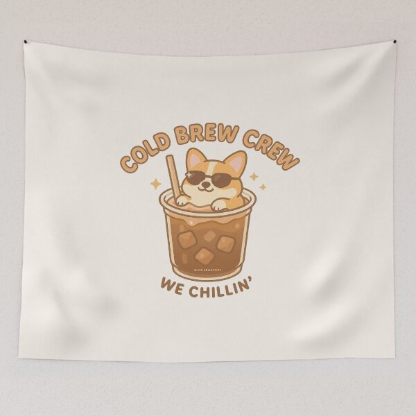 Item preview, Cold Brew Crew – Chillin’ Corgi in Coffee designed and sold by MLynCollective.