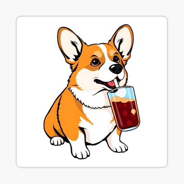 Item preview, A corgi drinking soda designed and sold by DOG DESIGN.