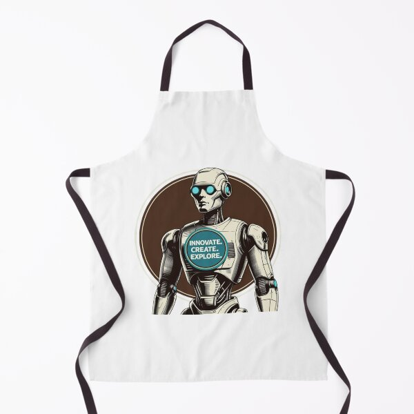 Item preview, Innovate Create Explore – Retro Futuristic Robot Badge Tee designed and sold by PP Shop.