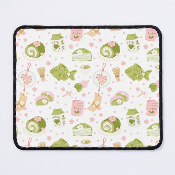 Item preview, Match Dessert Pattern - Japanese treats and floral Design White designed and sold by Sunnyneststudio.