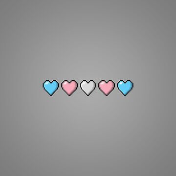 Artwork thumbnail, Row of Five Transgender Pride Flag Pixel Hearts by LiveLoudGraphic