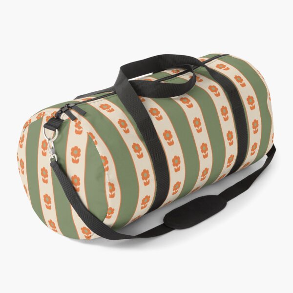 Item preview, Cottage Stripes and Flowers Pattern in Olive Orange Beige designed and sold by kierkegaard.