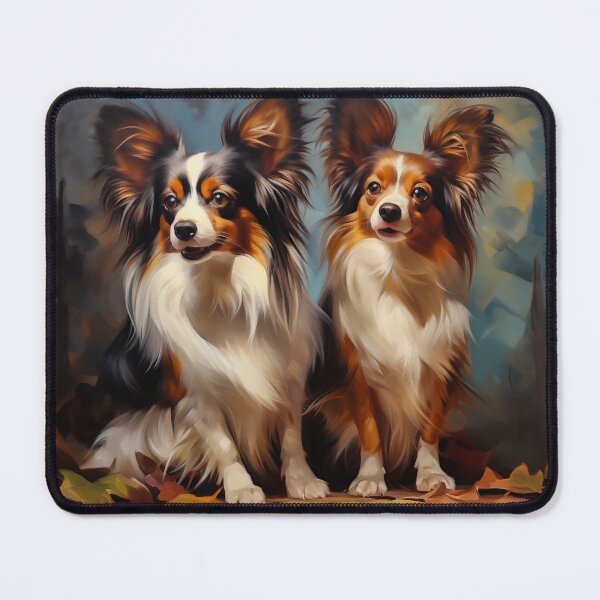 Item preview, Two Papillon Dogs Portrait designed and sold by PetsArt.