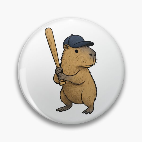 Item preview, Capybara playing baseball, wearing a baseball cap designed and sold by CuteArtPack.