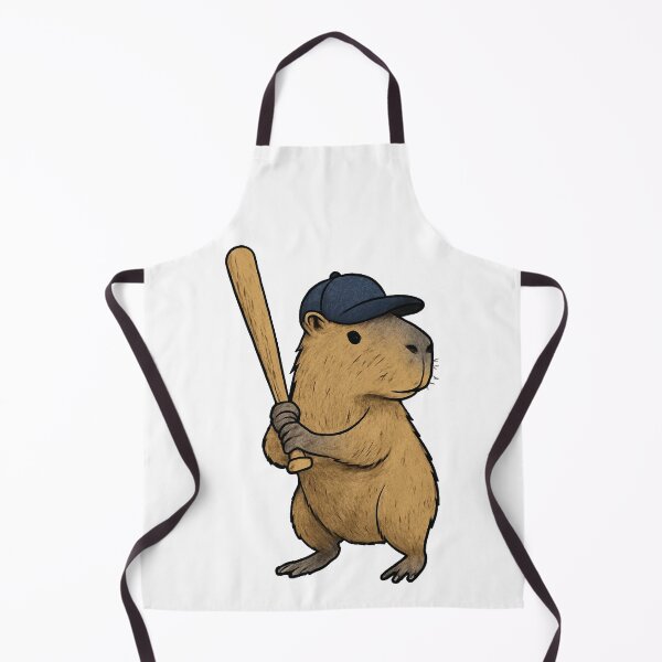Item preview, Capybara playing baseball, wearing a baseball cap designed and sold by CuteArtPack.