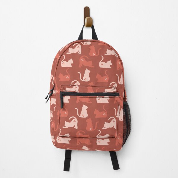 Item preview, Cat Silhouettes with Florals on Clay Red designed and sold by ImpalaMoon.