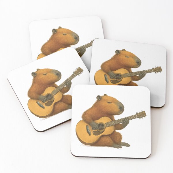 Item preview, Capybara Playing a acoustic Guitar designed and sold by CuteArtPack.