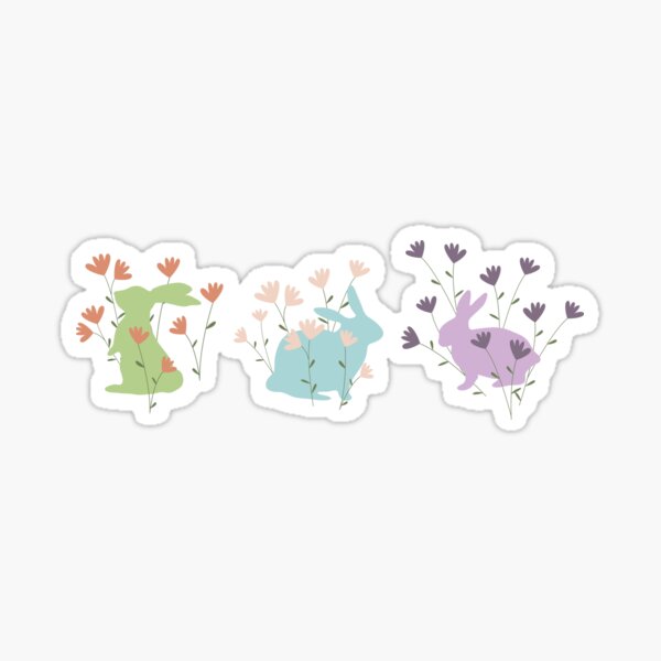 Item preview, Bunnies in Pastel Wildflower Meadow designed and sold by ImpalaMoon.