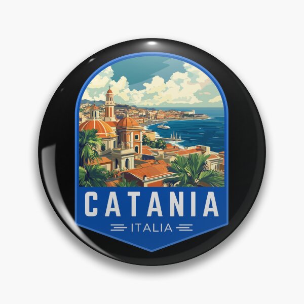 Item preview, Catania in Sicily, Italy Vintage Travel Art Badge designed and sold by MaateoDesign.