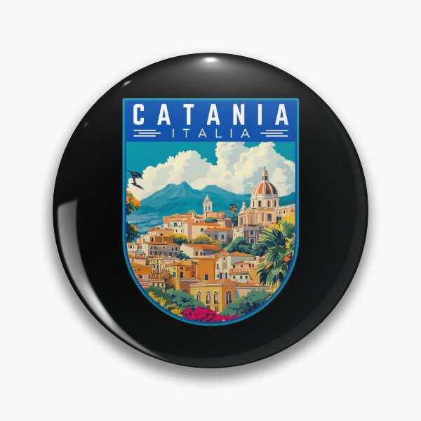 Item preview, Catania in Sicily Italy Vintage Travel Art Badge designed and sold by MaateoDesign.