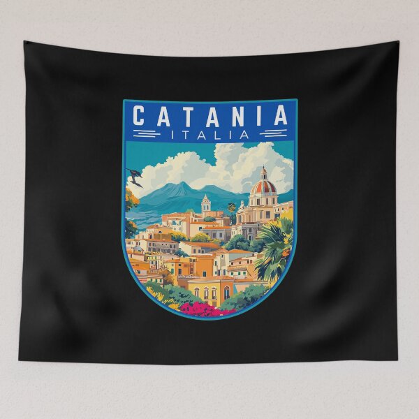 Item preview, Catania in Sicily Italy Vintage Travel Art Badge designed and sold by MaateoDesign.