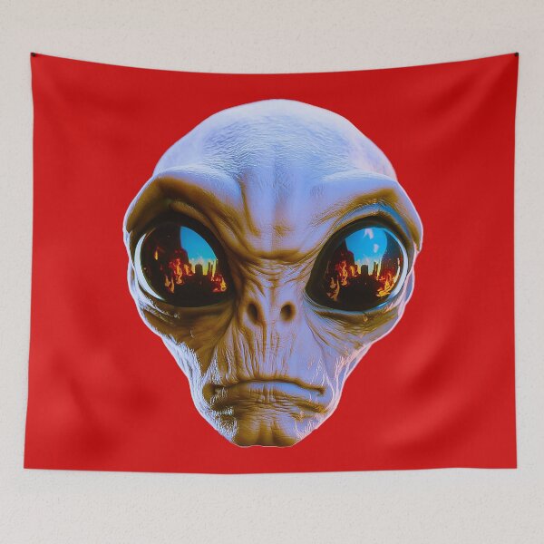 Item preview, Alien Invasion Reflected in Eyes Sci-Fi UFO designed and sold by Amanda's Factory.