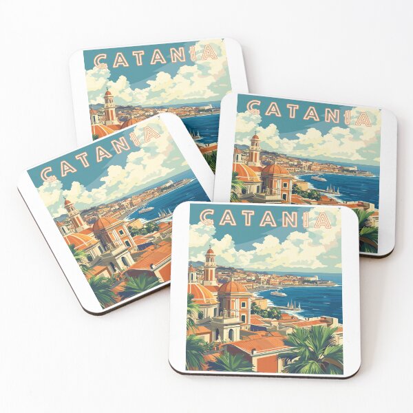 Item preview, Catania in Sicily Italy Retro Art Travel Landscape designed and sold by MaateoDesign.