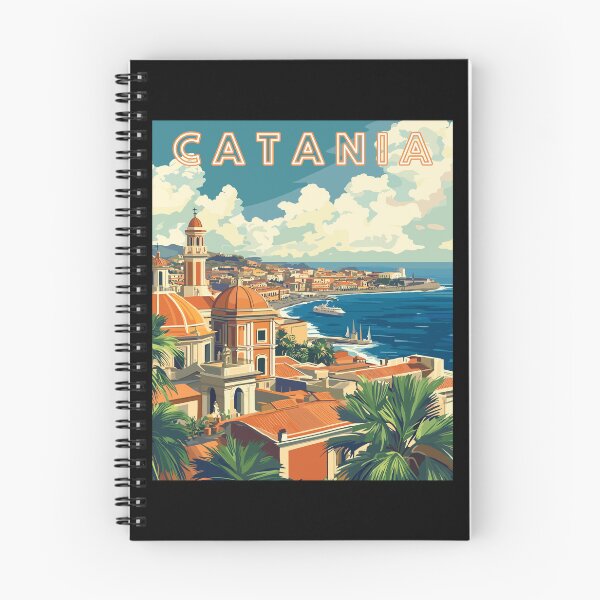 Item preview, Catania in Sicily Italy Retro Art Travel Landscape designed and sold by MaateoDesign.
