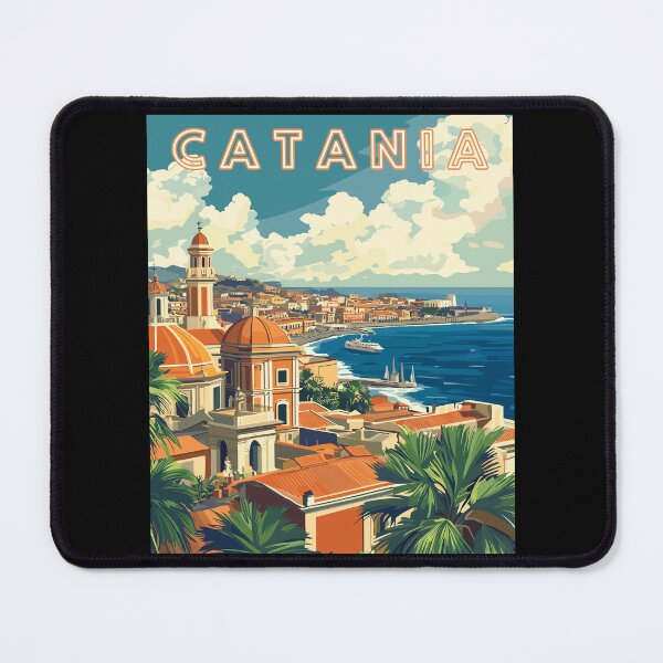 Item preview, Catania in Sicily Italy Retro Art Travel Landscape designed and sold by MaateoDesign.