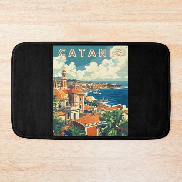 Item preview, Catania in Sicily Italy Retro Art Travel Landscape designed and sold by MaateoDesign.