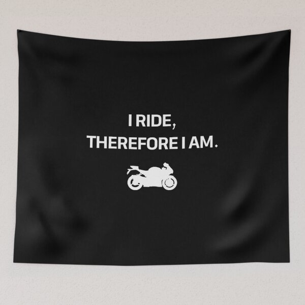 Item preview, I ride, therefore I am Humorous Biker Saying designed and sold by motifsbyth.