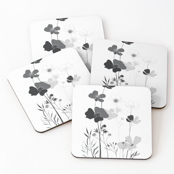 Item preview, Black gray floral art designed and sold by haroulita.