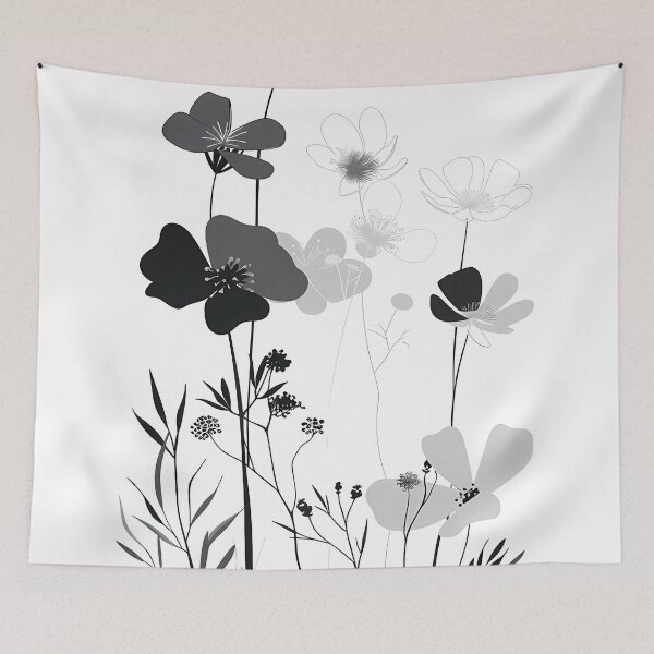 Item preview, Black gray floral art designed and sold by haroulita.
