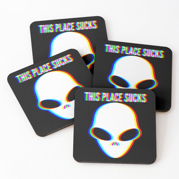 Item preview, This Place Sucks – Glitch Alien Head | Funny UFO Sarcasm Design designed and sold by Qudkin.