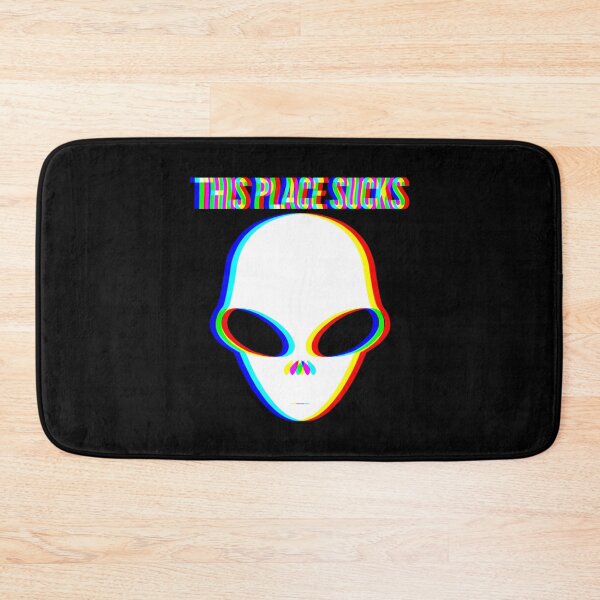 Item preview, This Place Sucks – Glitch Alien Head | Funny UFO Sarcasm Design designed and sold by Qudkin.