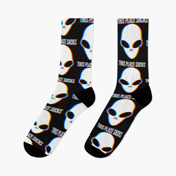 Item preview, This Place Sucks – Glitch Alien Head | Funny UFO Sarcasm Design designed and sold by Qudkin.