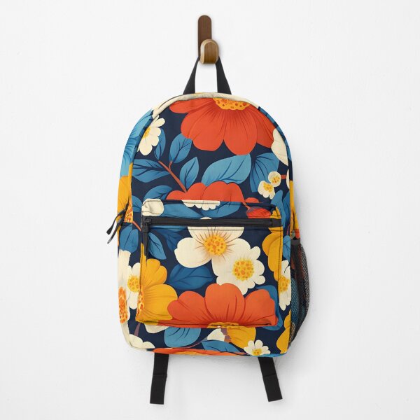 Item preview, Colorful floral pattern - whimsigoth dark cottagecore orange blue yellow designed and sold by cocomelon168.