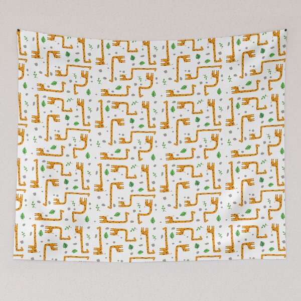 Item preview, Seamless background pattern with funny cartoon giraffes, tropical leaves and pebbles in playful vector style designed and sold by All-Of-Art.