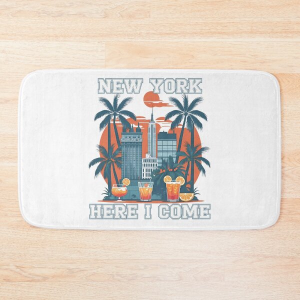 Item preview, New York Here I Come – Urban Sunset Cityscape with Palms & Cocktails designed and sold by PeteLawliiet.