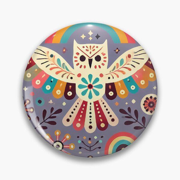 Item preview, Owl Rainbow Flight - Whimsical Scandinavian Folk Art by heidiannemorris © designed and sold by FOLK ART FUSION by heidiannemorris.