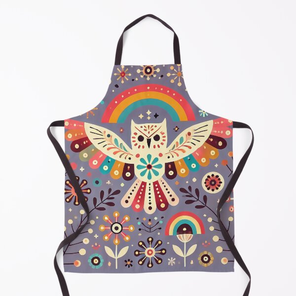 Item preview, Owl Rainbow Flight - Whimsical Scandinavian Folk Art by heidiannemorris © designed and sold by FOLK ART FUSION by heidiannemorris.