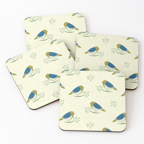 Item preview, Olive/Blue Birds with Floral Texture designed and sold by ImpalaMoon.