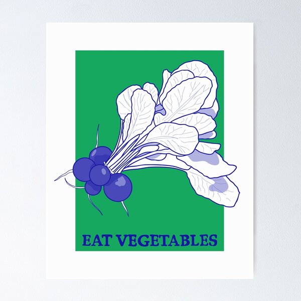 Item preview, Eat Vegetables – minimalist radish – text & vegetable illustration designed and sold by Mouyouu.