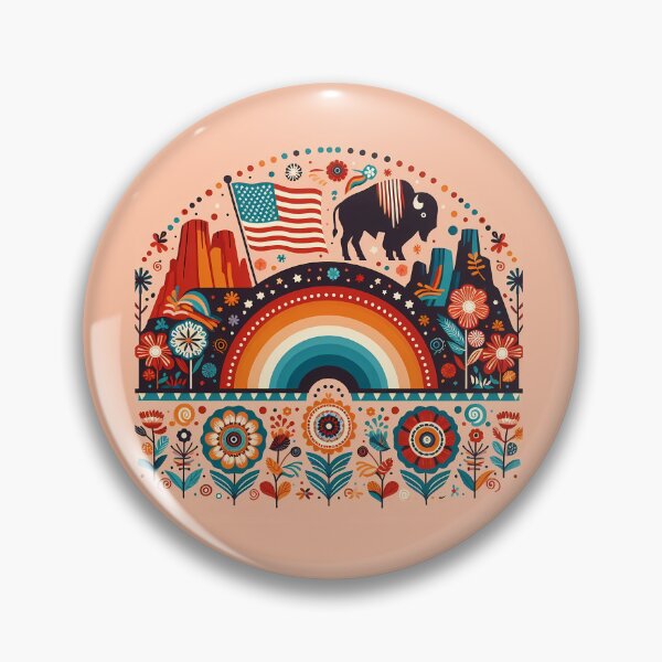 Item preview, American Folk Rainbow - Patriotic Scandinavian Folk Art by heidiannemorris © designed and sold by FOLK ART FUSION by heidiannemorris.