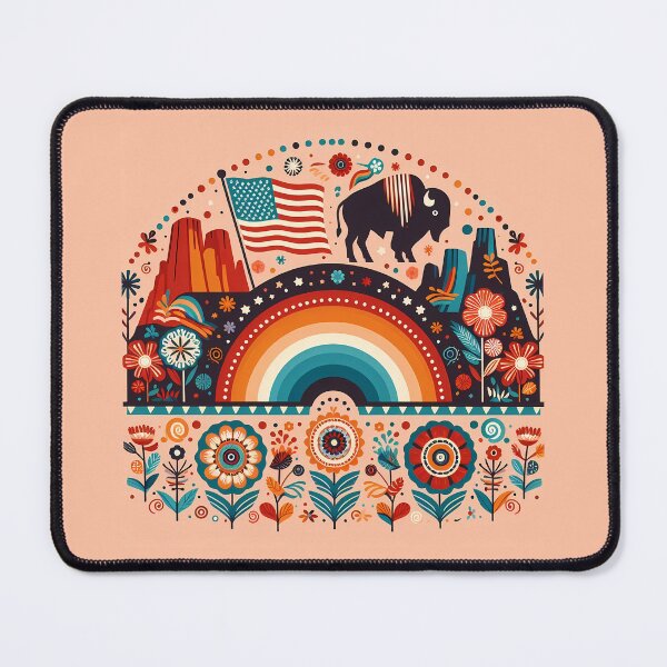 Item preview, American Folk Rainbow - Patriotic Scandinavian Folk Art by heidiannemorris © designed and sold by FOLK ART FUSION by heidiannemorris.