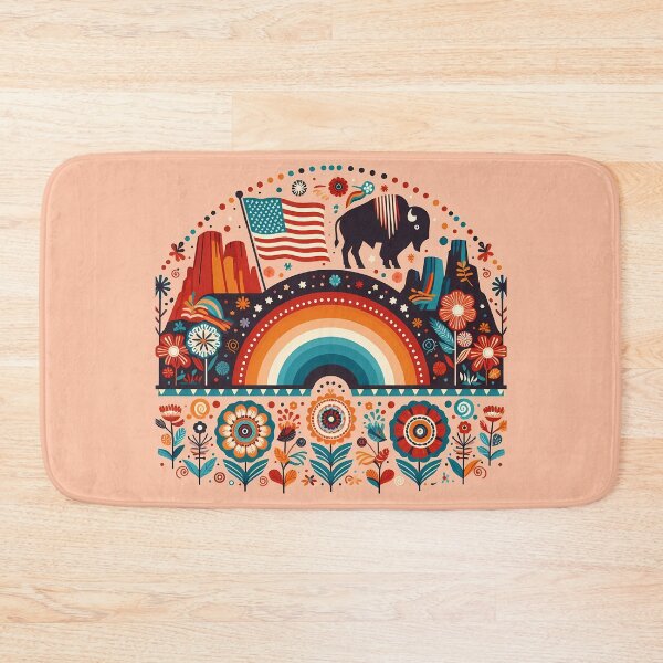 Item preview, American Folk Rainbow - Patriotic Scandinavian Folk Art by heidiannemorris © designed and sold by FOLK ART FUSION by heidiannemorris.