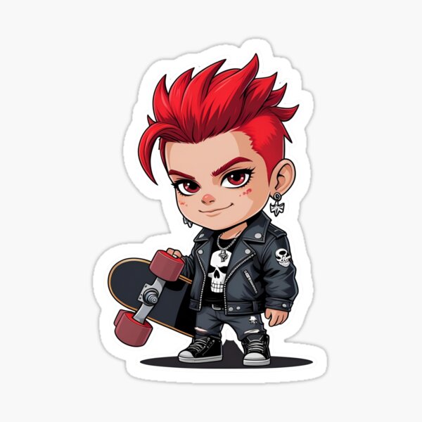 Aperçu de l'œuvre Autocollant Punk Chibi créée et vendue par Kwikistudio.