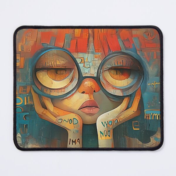 Item preview, Abstract Thoughtful Girl with Oversized Glasses – Surreal Cubist Pop Art Portrait designed and sold by Shoot-The-Moon.
