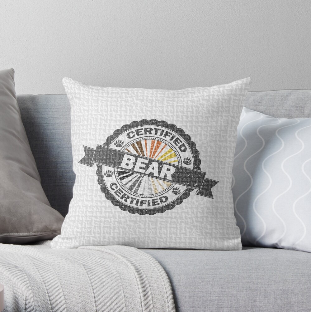 Certified Bear Stamp Throw Pillow