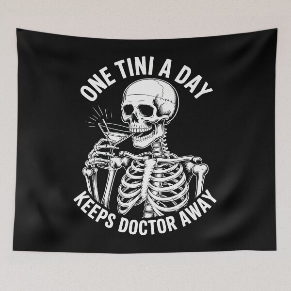 Item preview, One Tini A Day Funny Skeleton Martini Glass Cocktail designed and sold by aidenpier.