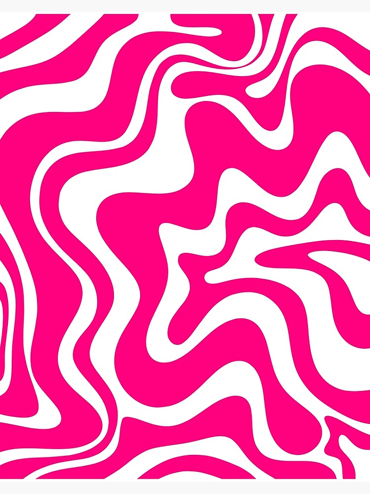 Retro Liquid Swirl Abstract Pattern in Bright Hot Pink