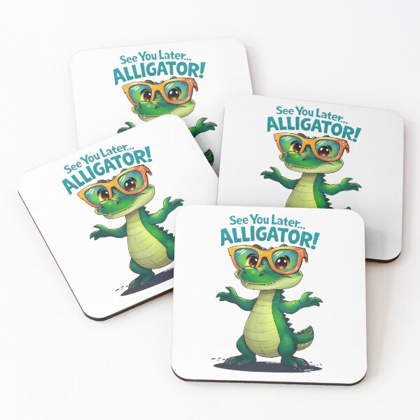 Artikelvorschau, Cooler Cartoon-Alligator mit orangefarbener Sonnenbrille – Lustige Sommer-Tierillustration entworfen und verkauft von PattysNco.